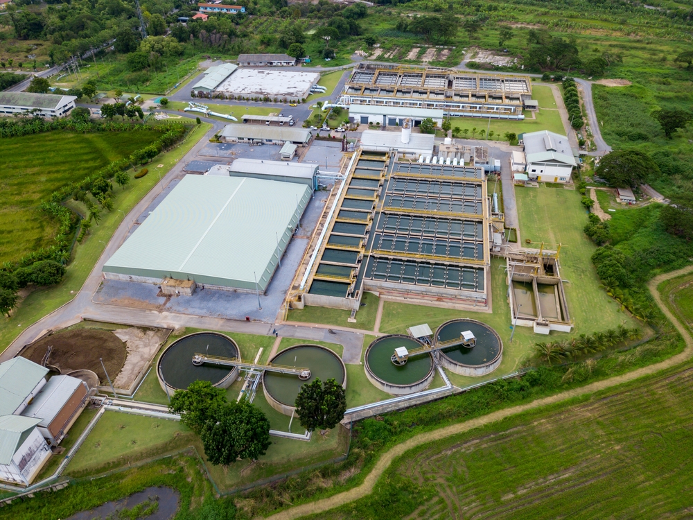 Aerial,View,Of,Water,Supply,And,Treatment,Tank,For,Cleaning